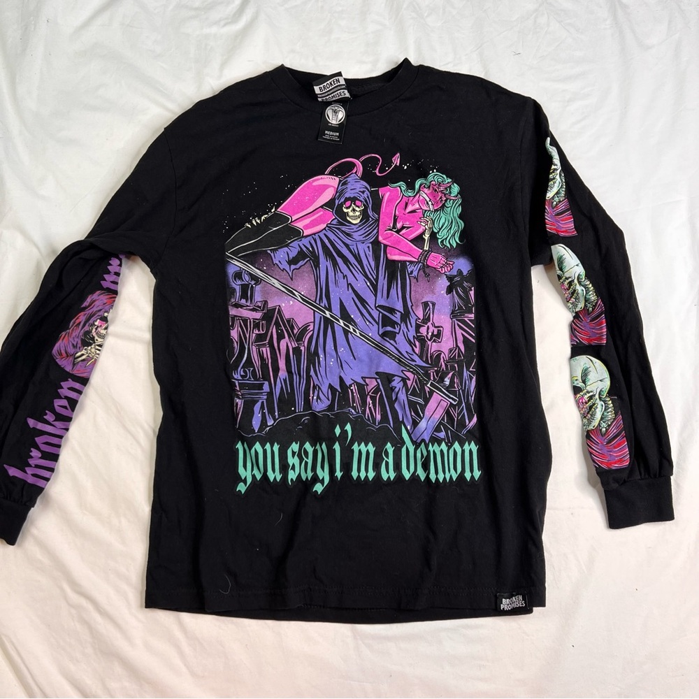 Broken Promises T-Shirt Sz Medium “You Say I Am A Demo Double-Sided Tee L030225 - Picture 1 of 8